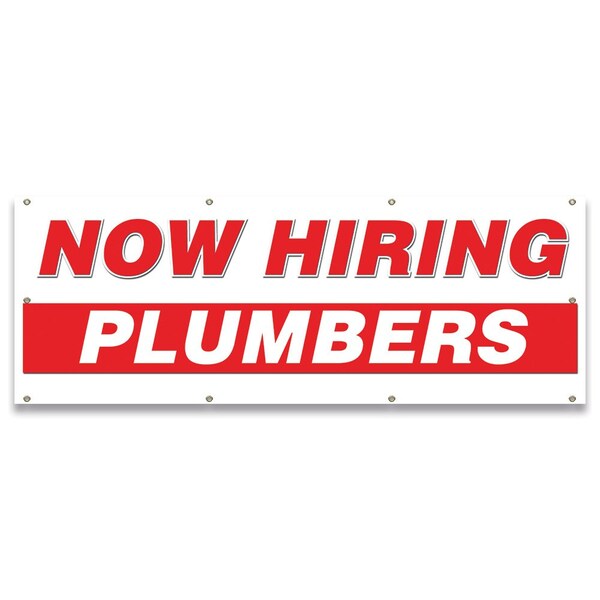 Signmission Now Hiring Plumbers Banner Apply Inside Accepting Application Single Sided B-96-30291 - main
